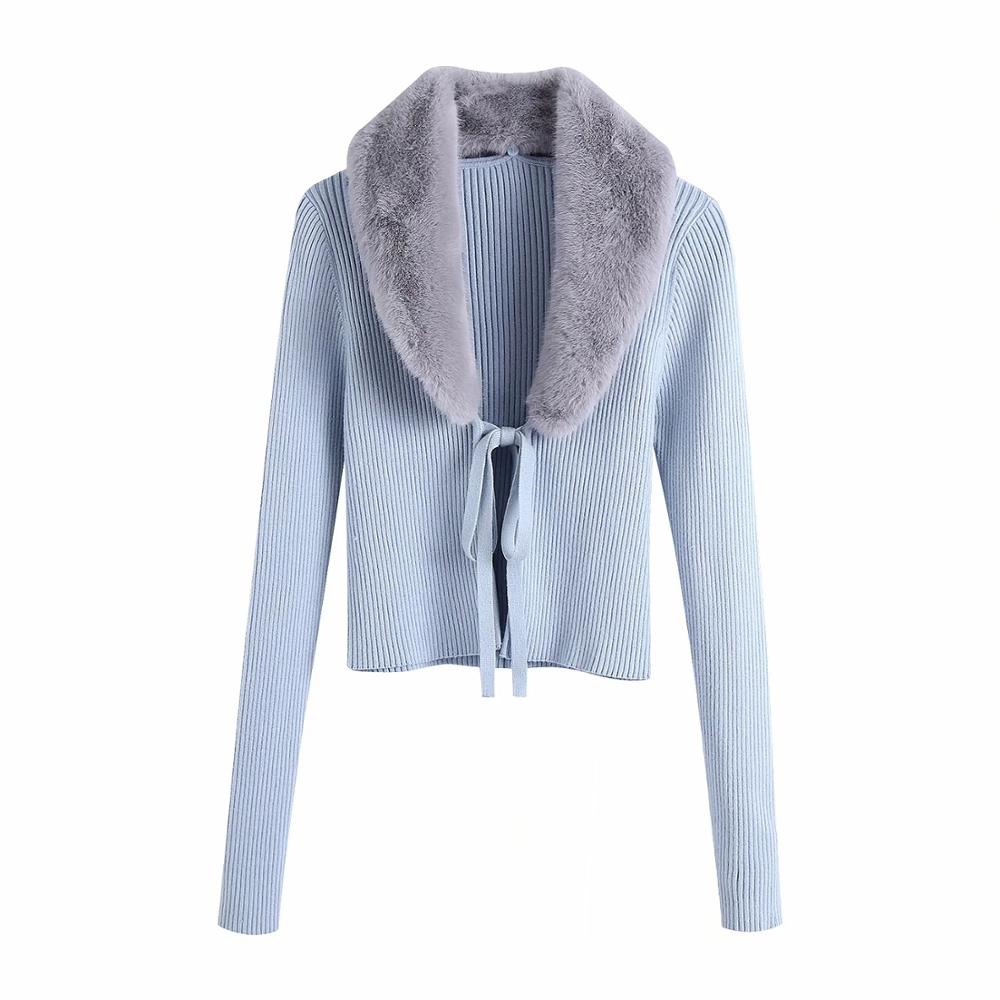 xnwmnz za women fashion patchwork faux fur knitted cardigan sweater vintage with tied female long sleeve outerwear chic, Black
xnwmnz za women fashion patchwork faux fur knitted cardigan sweater vintage with tied female long sleeve outerwear chic, Black