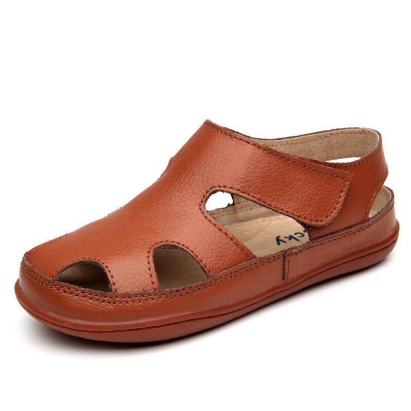 Summer Children's Sandals Boy Girls Fashion Genuine Leather Kids Beach Sandals Non-slip Casual Sport Sandals Comfortable 210226