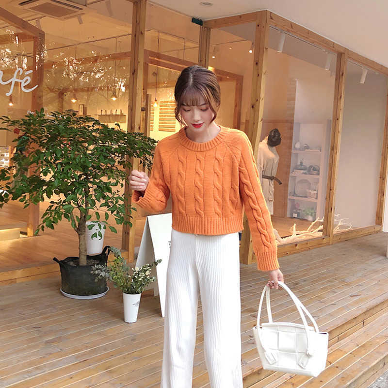 PEONFLY Solid Casual Loose Warm Knitted Cardigan Women Autumn Long Sleeve Short Knitwear Winter Women Jumper Green 210928