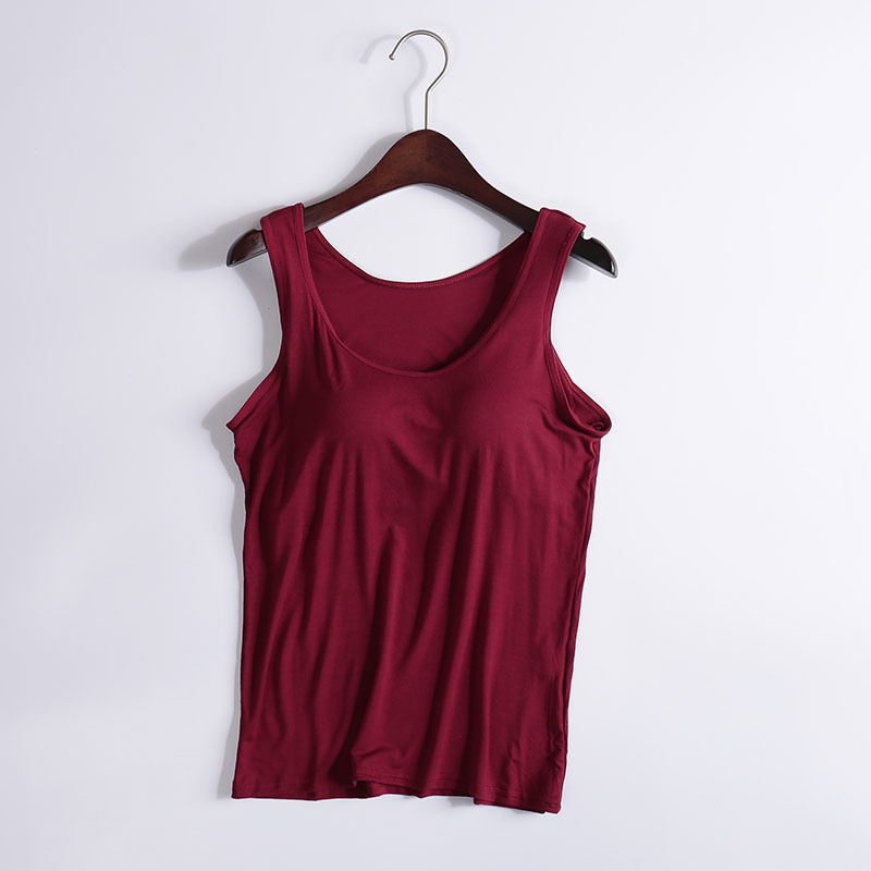 Women's Tank Tops modal Breathable Clothes Fitness Sexy summer Vest Strap Built In Bra Padded Bra Modal Tank Top Camisole 210308