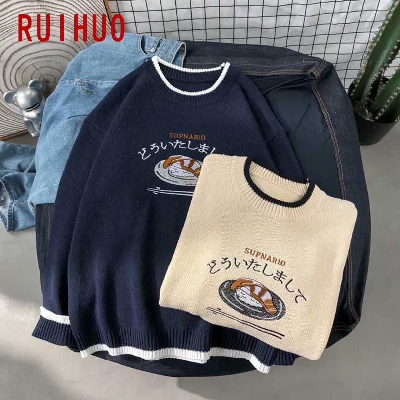 RUIHUO Harajuku Knitted Sweater Men Clothing Winter Pullover Men Sweater Fashion Harajuku Clothes Hip Hop 2XL Arrivals 211008