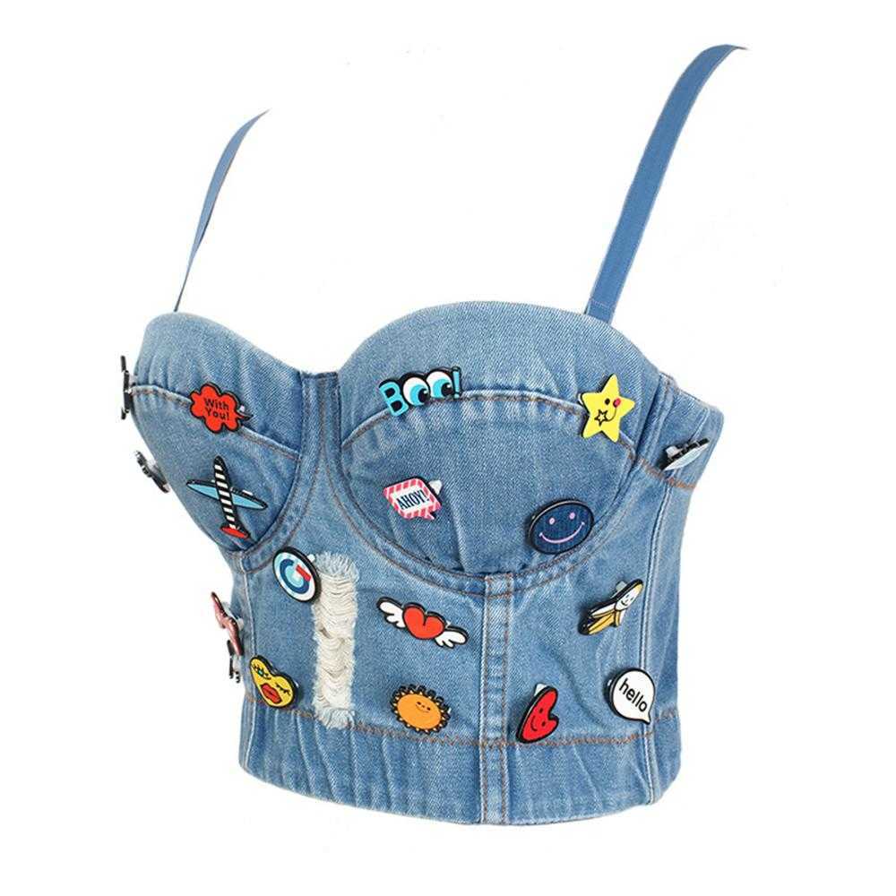 Irene Tinnie Sexy Cute Hole Cartoon Decoration Push Up Bustier Women's Bralette Cropped Top Vest Plus Size 210625