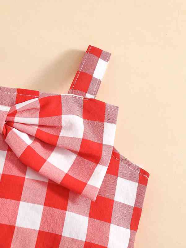 Baby Gingham Print Bow Front Cami Top & Flare Leg Pants SHE