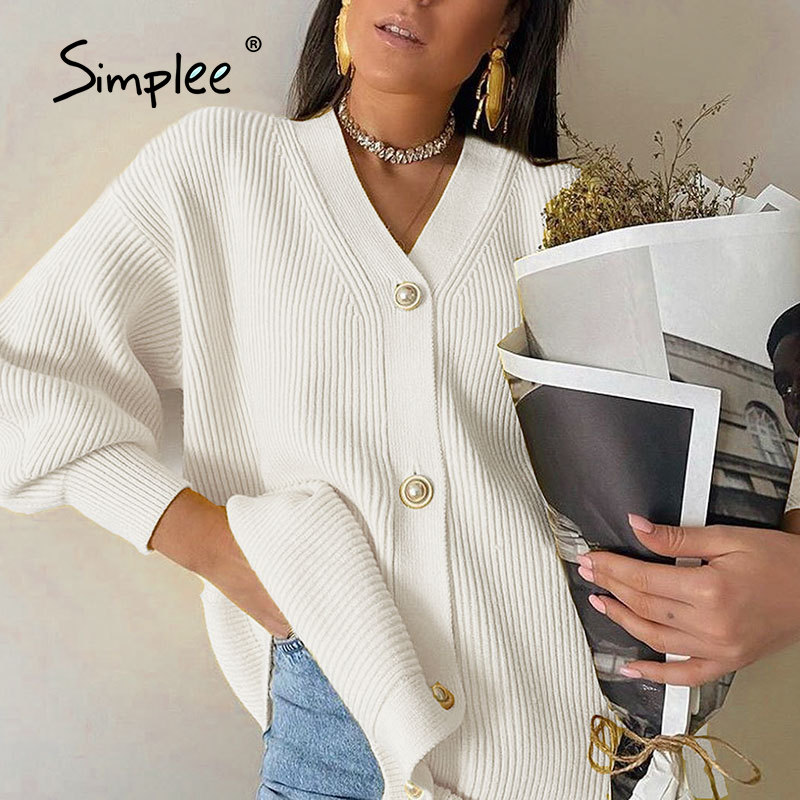 simplee casual v-neck knitted cardigan women autumn winter lantern sleeve button female cardigan fashion ladies oversize sweater, Black
simplee casual v-neck knitted cardigan women autumn winter lantern sleeve button female cardigan fashion ladies oversize sweater, Black