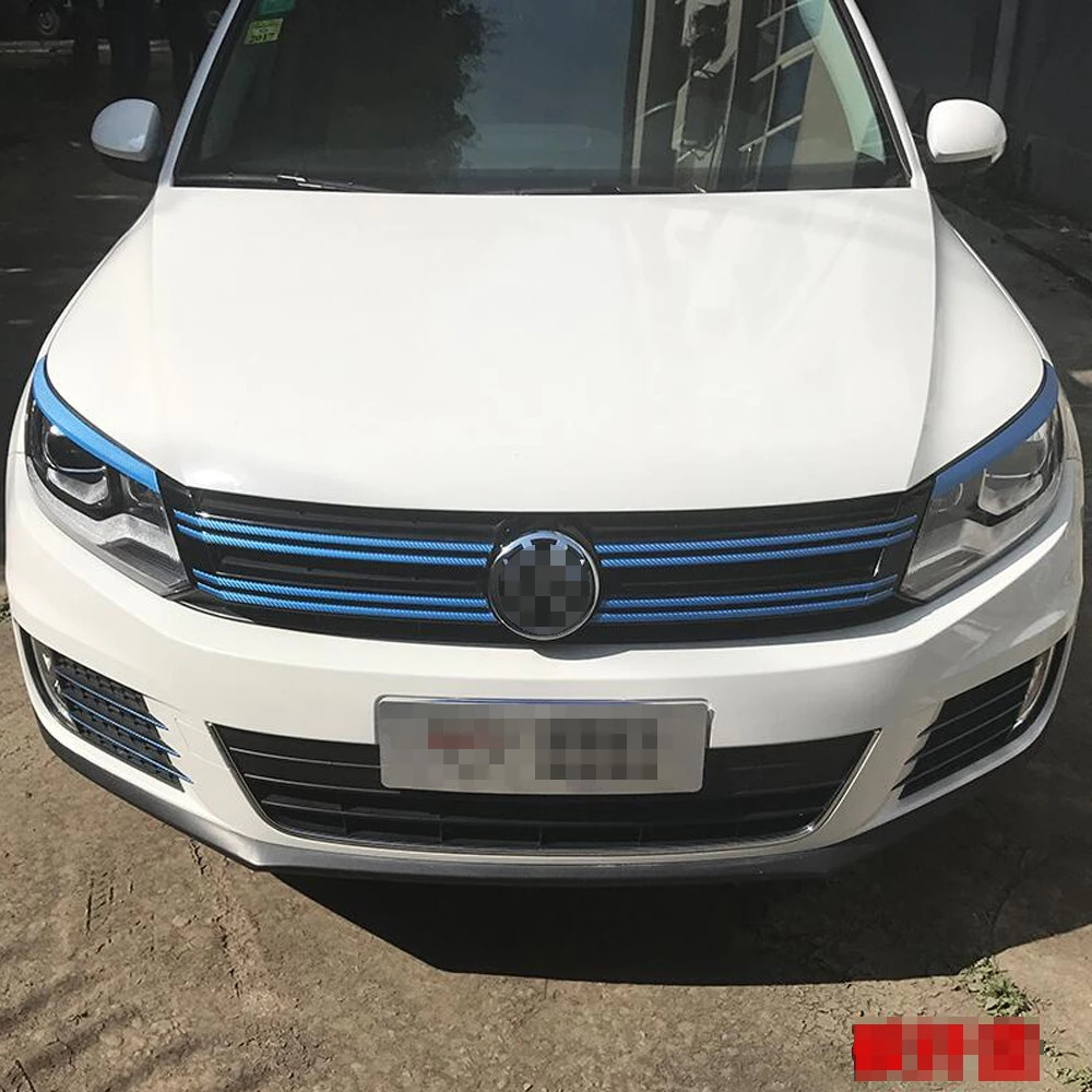 Colorful Grille Grill Carbon Fiber Stickers And Decals Car-styling For Volkswagen VW tiguan 2013-2017 Accessorie