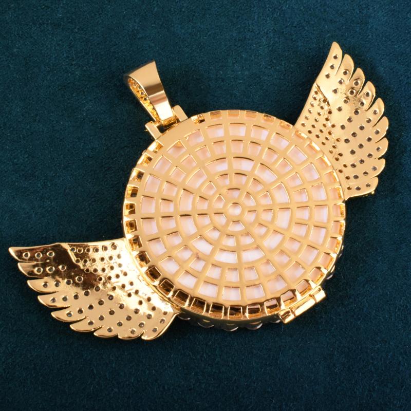 Chains Round Angel Wing Custom Po Pendant Hollow Back Make Memory Picture Hip Hop Necklace Chain For Men Women Jewelry