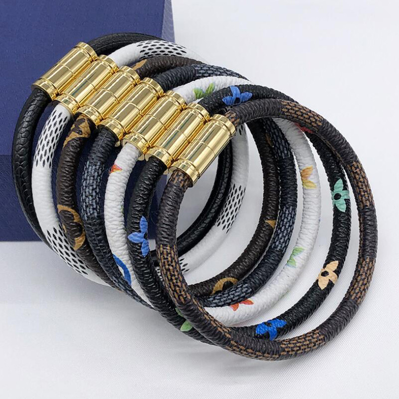 Man Woman Bracelet Fashion Leather Magnetic Buckle Bracelets Chain Jewelry Unisex Wristband with Box 3421 от DHgate WW