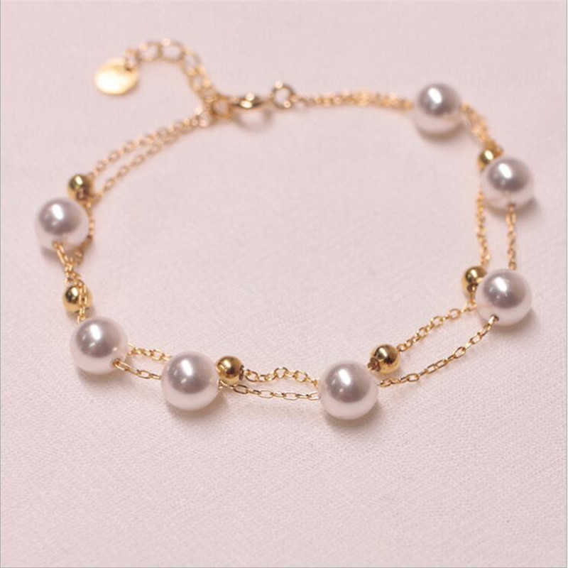 Fashion Exquisite Double Layer Women's Chain Bracelet Temperament Female Pearl Gold Bracelet Party Jewelry Q0719
Fashion Exquisite Double Layer Women's Chain Bracelet Temperament Female Pearl Gold Bracelet Party Jewelry Q0719