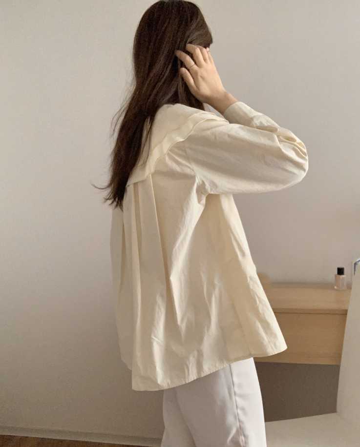 Korea Women Sweet Ruffled Collar Shirts Beige Girls Blouse Chic Long Sleeve Tops 210615