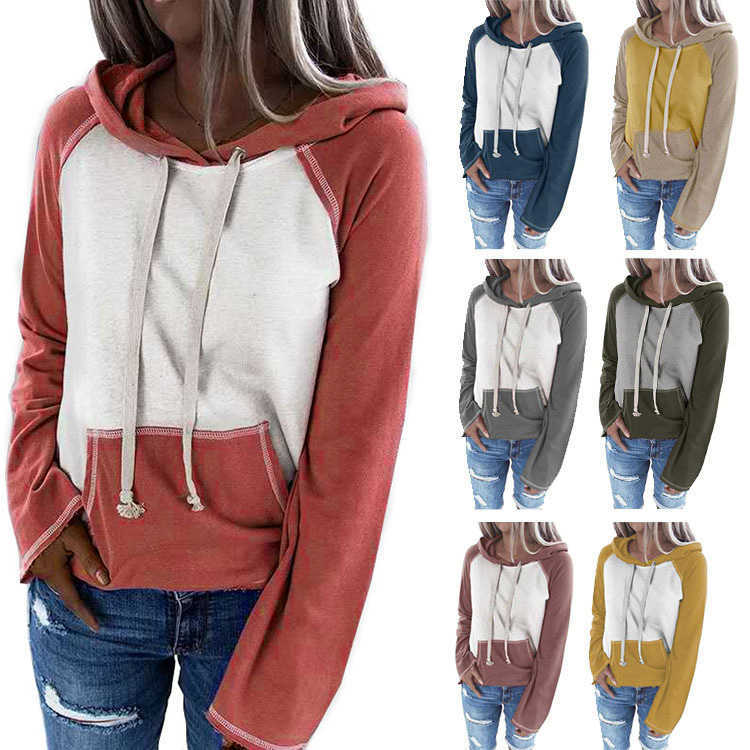 Women Autumn Sweatshirt Oversized Hoodie Casual Hooded Drawstring Contrast Color Splicing Long Sleeve Pullover Pocket Top 210526, Khaki
Women Autumn Sweatshirt Oversized Hoodie Casual Hooded Drawstring Contrast Color Splicing Long Sleeve Pullover Pocket Top 210526, Khaki