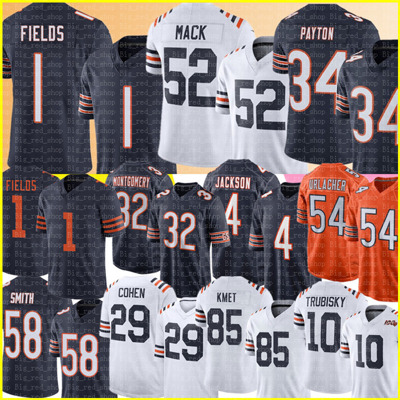 Chicagos 1 Justin Fields 52 Khalil Mack Jersey 34 Walter Payton Eddie Jackson David Montgomery Football Jerseys Brian Urlacher Roquan Smith Cole Kmet Trubisky, Men {s-xxxl}