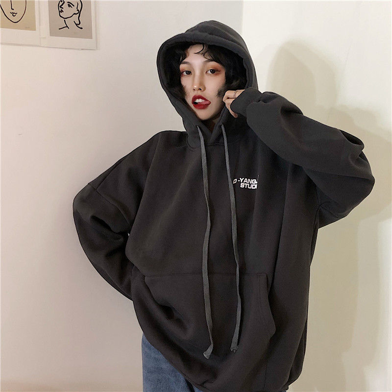 oversized Womens Clothes Hoodies Teen Street Harajuku Hip Hop Sweatshirt Printing Loose Leisure pink Korean style clothes tops 201102