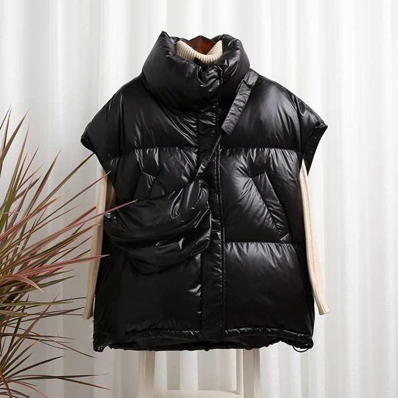Women's Down & Parkas ZCWXM Winter Warm Short Jackets Women Feather Vest Puffer Sleeveless Black Coat Match With Bag Ladies Waistcoat