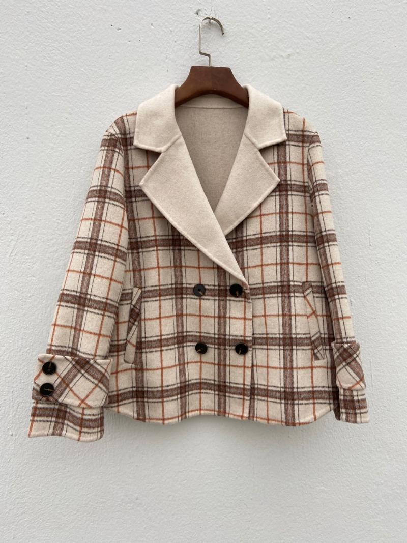 Women' Wool & Blends Small Double-sided Cashmere Woolen Coat Short 2021 Autumn Winter Temperament Slim Plaid, Beige
Women' Wool & Blends Small Double-sided Cashmere Woolen Coat Short 2021 Autumn Winter Temperament Slim Plaid, Beige