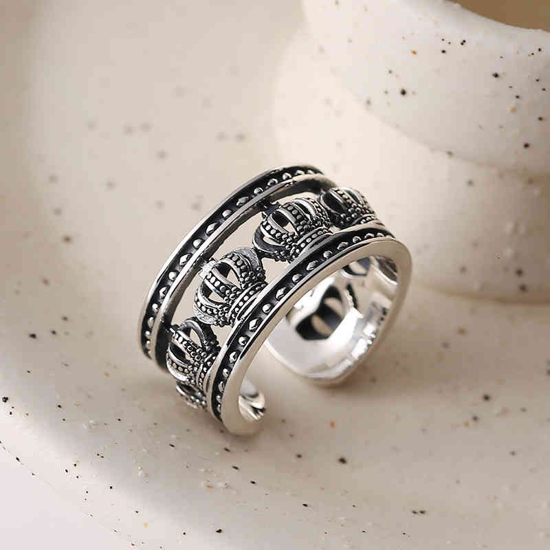 Late S925 Sterling Silver Crown Ring, Tiktok, Live Heavy Industry, Personality, Sex J078l