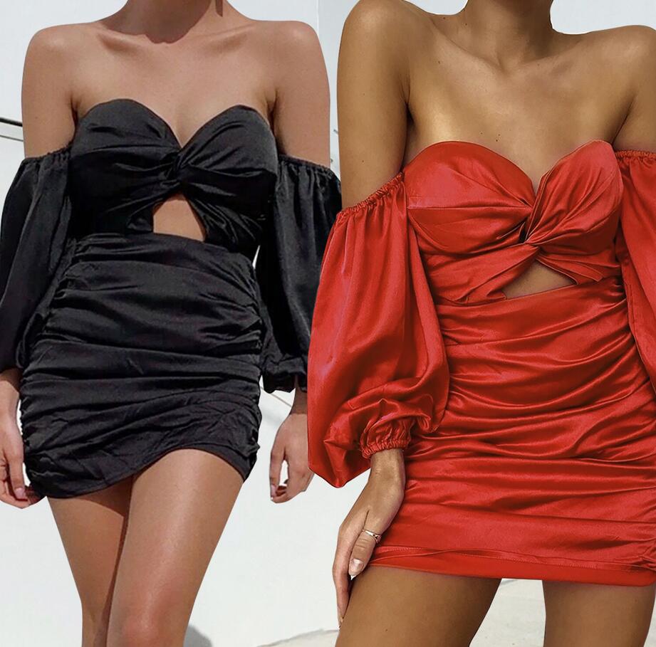 Women Summer Bodycon Short Dress Bowknot Off Shoulder Slim Elastic Waist Half Flare Sleeve Middle Dress ZY2179, Black
Women Summer Bodycon Short Dress Bowknot Off Shoulder Slim Elastic Waist Half Flare Sleeve Middle Dress ZY2179, Black