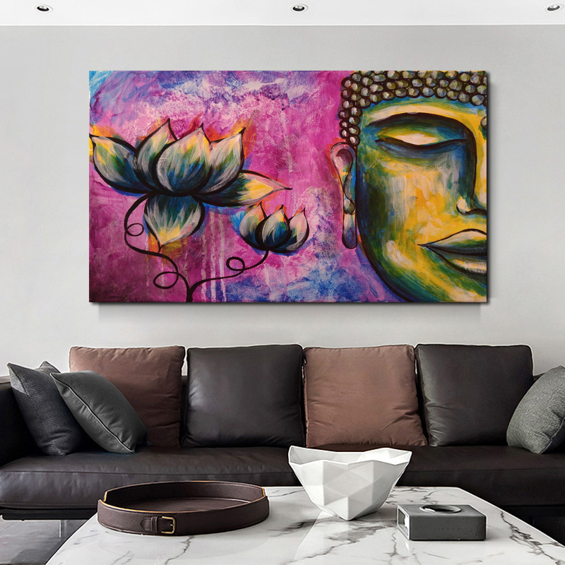 Buddha Canvas Painting Lotus Pictures Abstract Posters And Prints Wall Art For Living Room Home Decoration NO FRAME