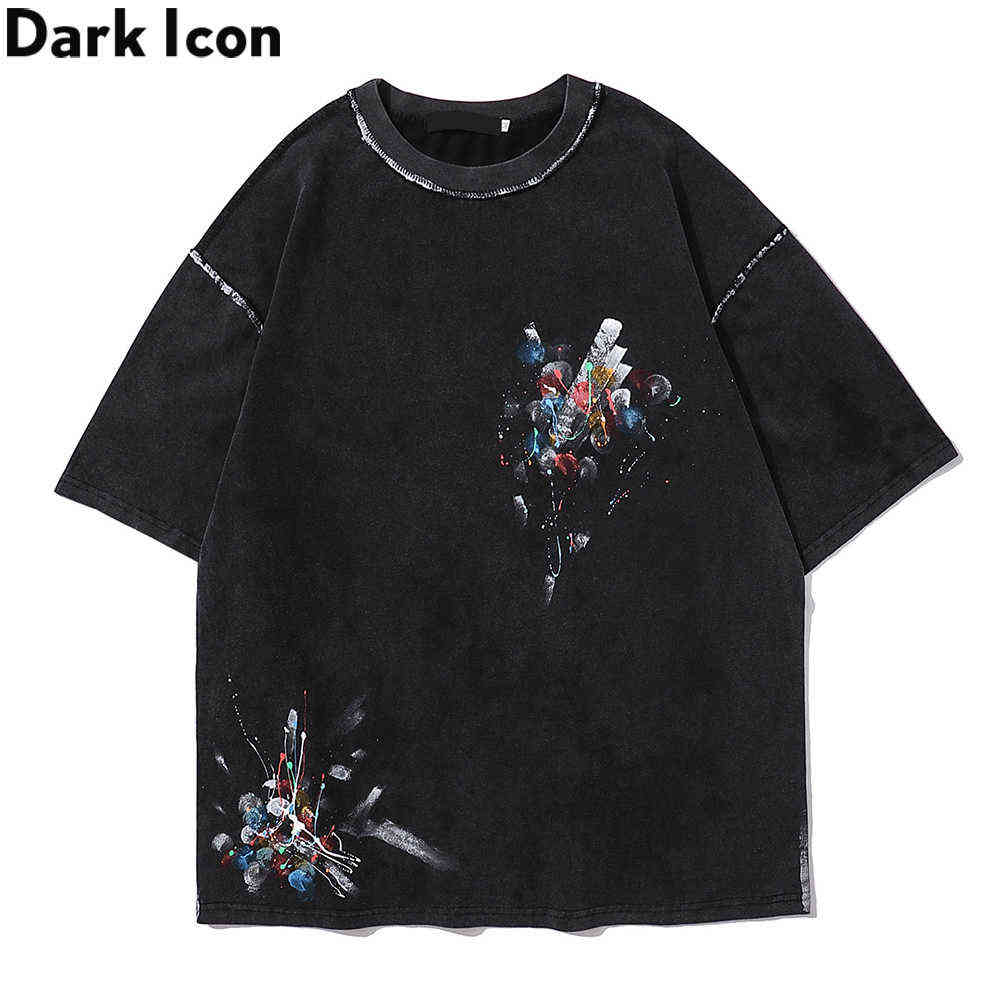 Hand Painting Color Block Thread Men's T-shirt Summer O-neck Short Sleeved Tshirts Streetwear Tee Shirts Man 210603, Black
Hand Painting Color Block Thread Men's T-shirt Summer O-neck Short Sleeved Tshirts Streetwear Tee Shirts Man 210603, Black