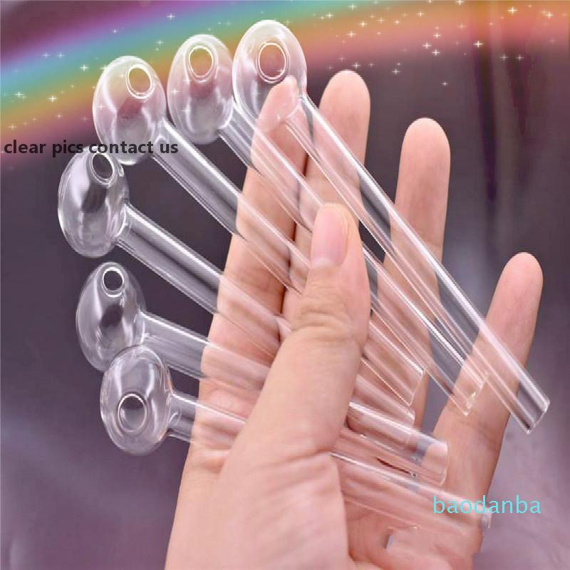 Cheapest Pyrex Glass Oil Burner Pipe 4inch Clear Glass Oil Pipe Clear Great Tube Glass Oil Nail Pipe For Dab Rig Bong New