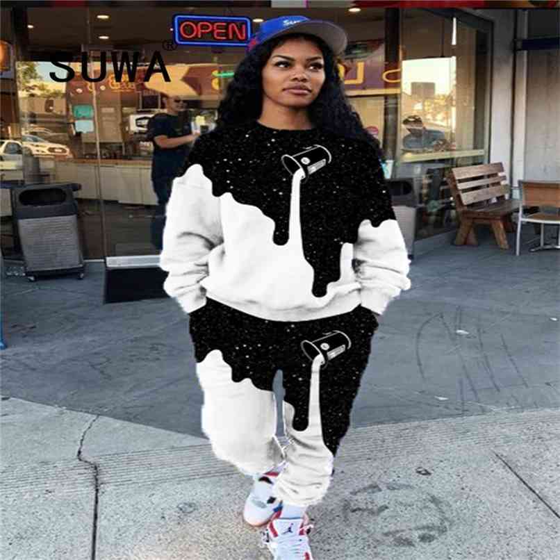 Classic Black White Printed Trendy Chic Cool Girl Street Loungewear Women Two Piece Pants Set Oversized Sweatshirt Baggy Trouser 210525
Classic Black White Printed Trendy Chic Cool Girl Street Loungewear Women Two Piece Pants Set Oversized Sweatshirt Baggy Trouser 210525