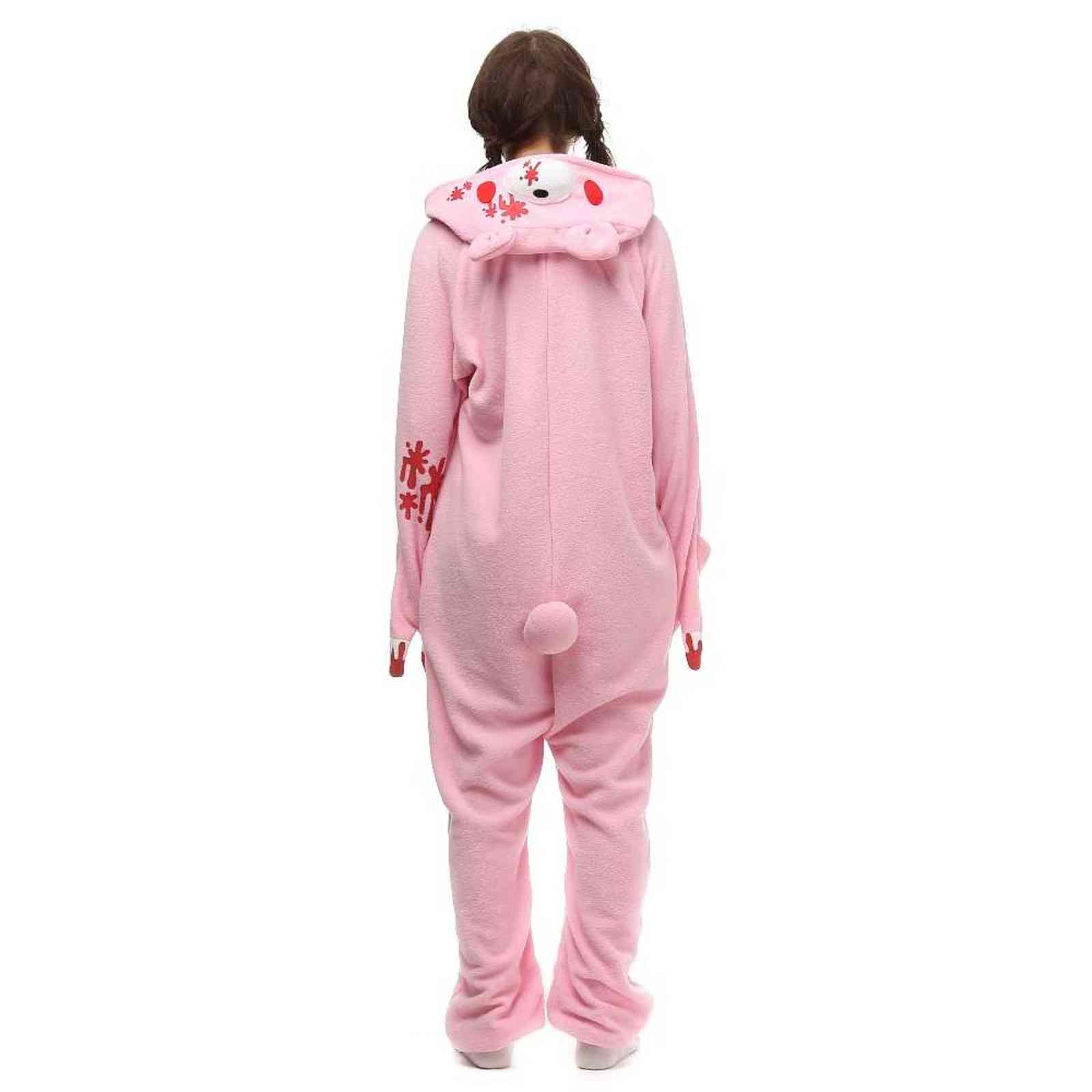 Pink Gloomy Bea Adult Onesies Cartoon Pajamas Animal Halloween Party Costume Jumpsuits Hooded Pyjamas Suit 211130