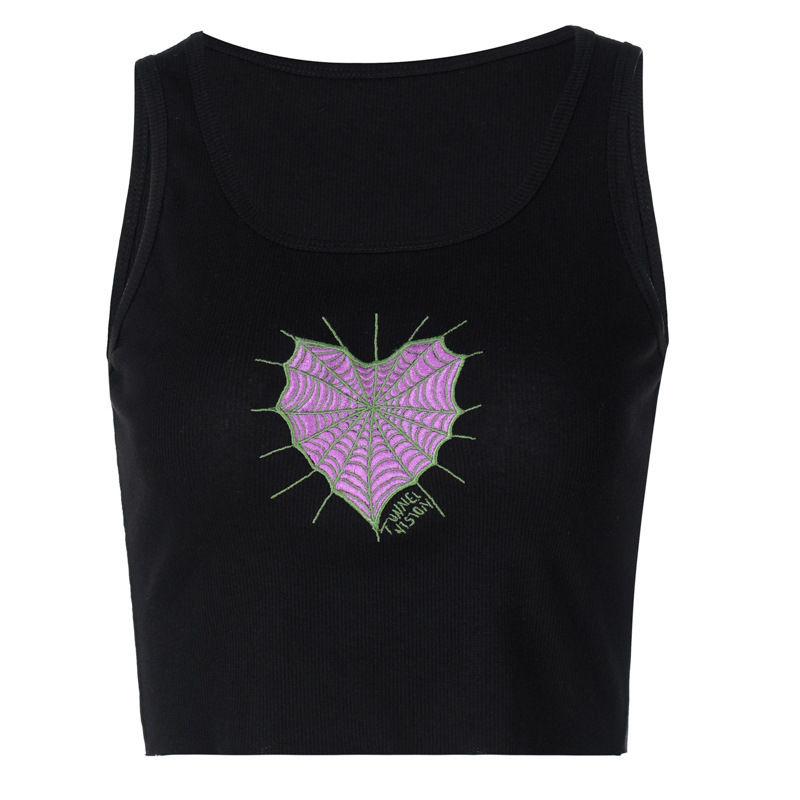 Mall Goth Top Women Black Punk gothic harajuku Crop Top Weekeep Party Dark Academia Aesthetic Tank Clubwear alt clothes 210308