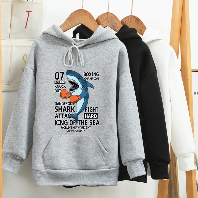 Fashion velvet Sweatshirt Anime Cartoon Shark Hoodie 3d Print Men Women Pullover Couple Hoodies Sweatshirts Autumn Winter 201020