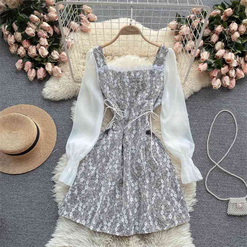 Sweet Dress for Women Summer Retro Floral Print Lace Square collar Side tie up Slim Short/Long Chiffon Sleeve Mini Dres 210602, Short sleeve dress 2
Sweet Dress for Women Summer Retro Floral Print Lace Square collar Side tie up Slim Short/Long Chiffon Sleeve Mini Dres 210602, Short sleeve dress 2