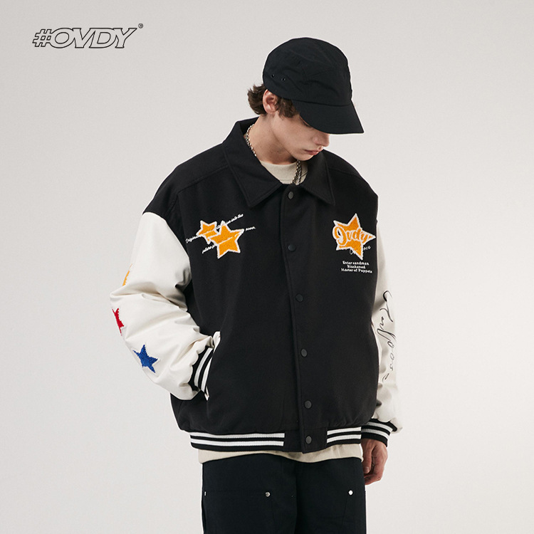 wxwovdy autumn and winter new american street baseball suit starlight theme towel embroidered color matching et coat men, Black;brown
wxwovdy autumn and winter new american street baseball suit starlight theme towel embroidered color matching et coat men, Black;brown