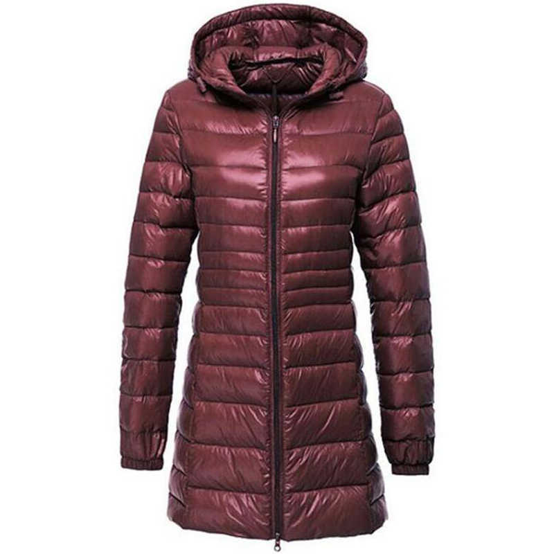 7XL Winter Jackets Women White Duck Down Long Jacket Female Padded Hooded Parkas Ultra Light Portable Down Coats Casacos 210823