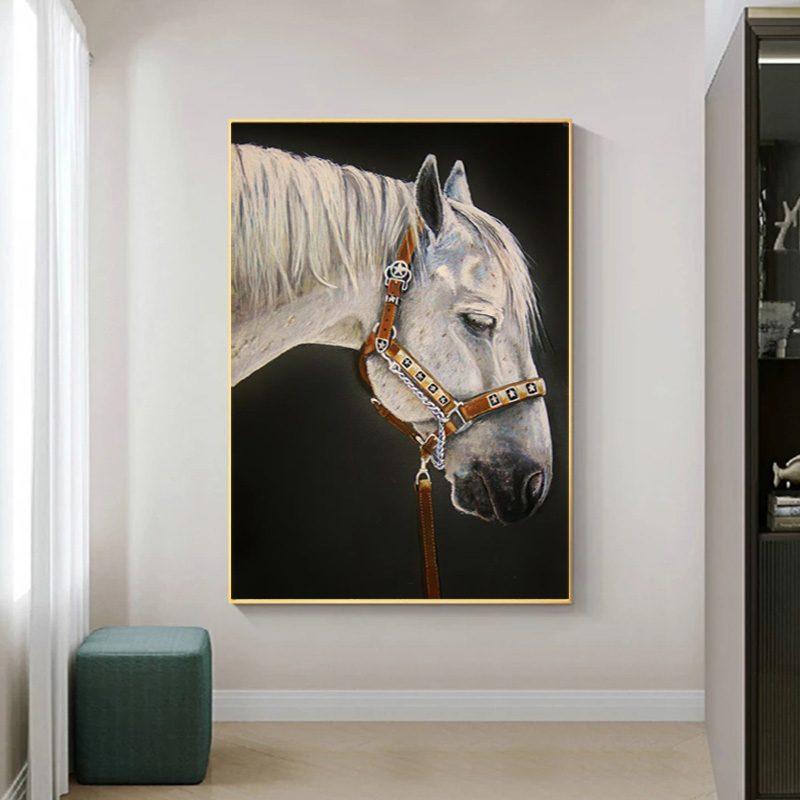 White Horse Posters Animal Oil Painting On Canvas Prints Wall Art For Living Room Modern Home Decor Decorative Paintings Cuadros