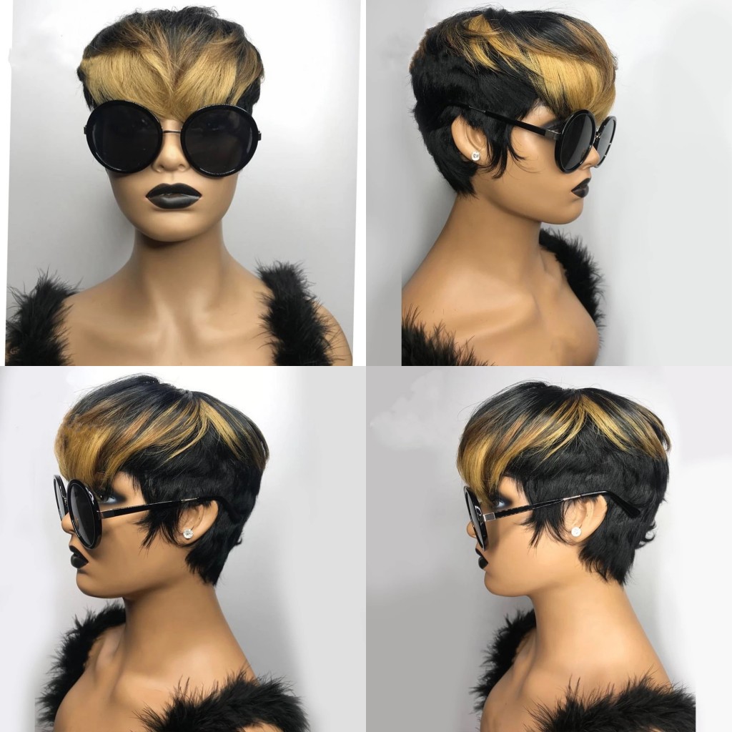 Ombre Blonde Pixie Short Cut Bob Wig 150% Density Brazilian Remy Wavy Human Hair No Lace Wigs For Black Women, Black;brown
Ombre Blonde Pixie Short Cut Bob Wig 150% Density Brazilian Remy Wavy Human Hair No Lace Wigs For Black Women, Black;brown