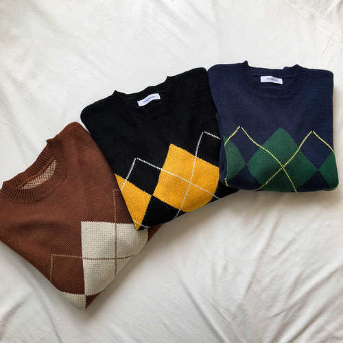 Geometric Pattern Fashion Basic Hit Casual Regular Female Women Long Sleeve All Match College Wind Sweaters 211011Z