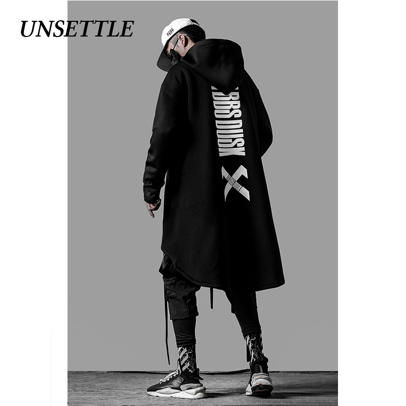 Autumn Japanese Sweatshirt Mens Oversized Hoodies Long Cloak Hip Hop Gothic Outwear Streetwear Coat Harajuku Male Tops 201127