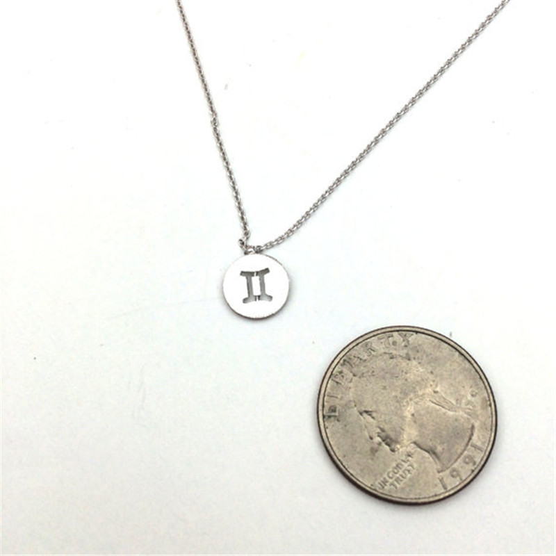 30PCS Silver Zodiac 12 Constellation Chain Necklace Coin Aries Taurus Gemini Cancer Leo Virgo Libra Scorpio Sagittarius Capricorn Aquarius Pisces with