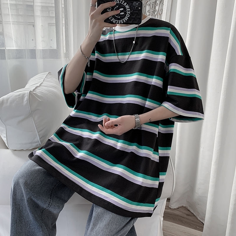 2021 New Summer Cotton Striped T-shirt Men's Fashion Casual t Shirt Men Streetwear Hip-hop Short-sleeved Tshirt Mens Tops 8nlc, Apricot
2021 New Summer Cotton Striped T-shirt Men's Fashion Casual t Shirt Men Streetwear Hip-hop Short-sleeved Tshirt Mens Tops 8nlc, Apricot