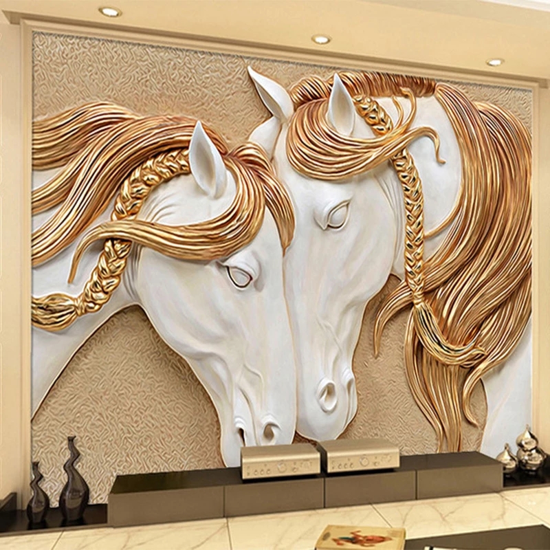Modern Bohemia 3D stereo Relief horse Photo Mural Hotel Restaurant Cafe Living Room Abstract Art Wallpaper Decor