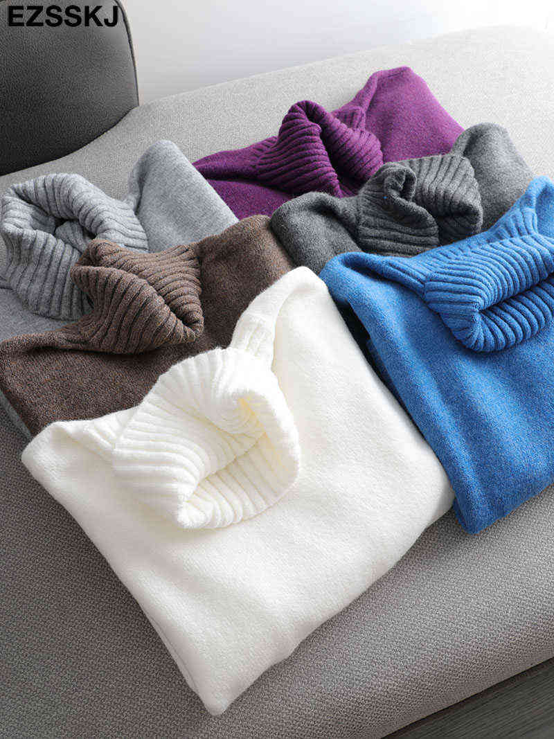 autumn Winter casual cashmere oversize thick Sweater pullovers Women loose Turtleneck women's sweaters jumper 211109