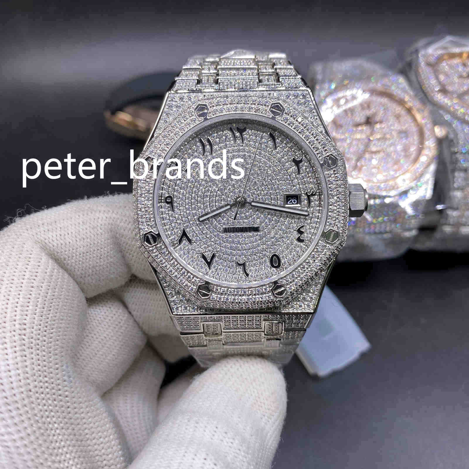 Arabic Dial Diamond Watch 15400ST full ice stainless steel men's watch automatic machinery 42mm men's hardcover diamond watch, Slivery;brown
Arabic Dial Diamond Watch 15400ST full ice stainless steel men's watch automatic machinery 42mm men's hardcover diamond watch, Slivery;brown