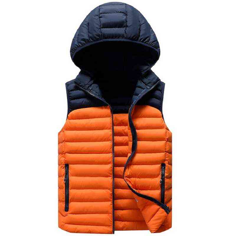 Mens Winter Sleeveless Jacket Men Down Vest Mens Warm Thick Hooded Coats Male Cotton-Padded Work Waistcoat Gilet Homme Vest 211126