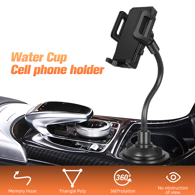 

Cup Holder Phone Mount 360 Degrees Adjustable Gooseneck Car Mobile Stand Cradle for iPhone Samsung Universal Phones with Retail Package, Black