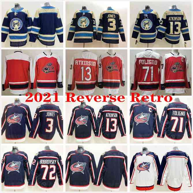 96 2021 Reverse Retro Columbus Blue Jackets 3 Seth Jones 13 Cam Atkinson 72 Sergei Bobrovsky 71 Nick Foligno Red Blue Stitched Hockey Jerseys