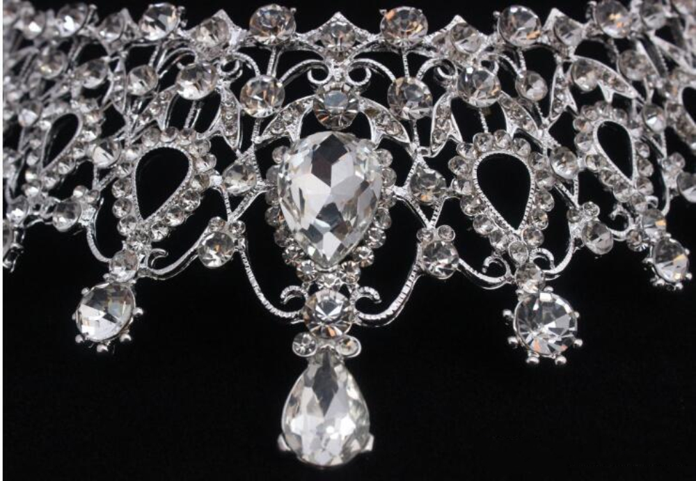 Shiny Bridal Wedding Jewelry Sets Crystal Tiaras And Crown Rhinestone Necklace Drop Earrings For Wedding Party Quinceanera Formal Occasion