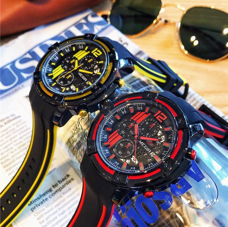 Wristwatches MEGIR Men Military Sports Watches Men's Quartz Date Clock Man Casual Silicone Wrist Watch Relogio Masculino, Mn2097g-red
Wristwatches MEGIR Men Military Sports Watches Men's Quartz Date Clock Man Casual Silicone Wrist Watch Relogio Masculino, Mn2097g-red