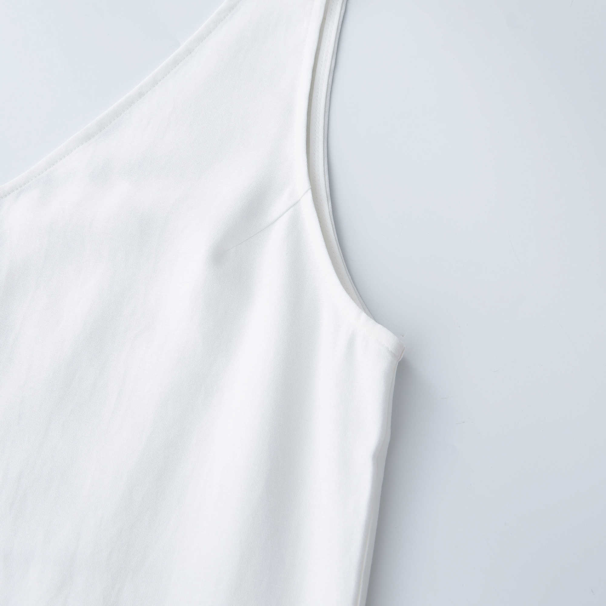 Summer Women Solid White V Neck Sleeveless Fashion Dress Split Tank Dress 210630