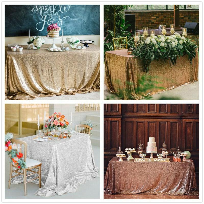 Mats & Pads Sparkly Glitter Sequin Table Cloth Cover Rectangle Tablecloth For Wedding Decor