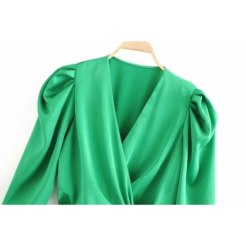Withered england style solid shine satin vneck blusas mujer de moda kimono short shirt women womens tshirt tops plus size T200110