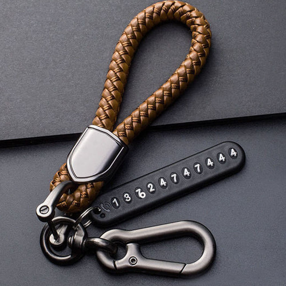 Pendant Keychain Gift for Husband High Car Key Ring Anti-Lost Number Plate Braided Rope Pendant Holder Punk Accessorie