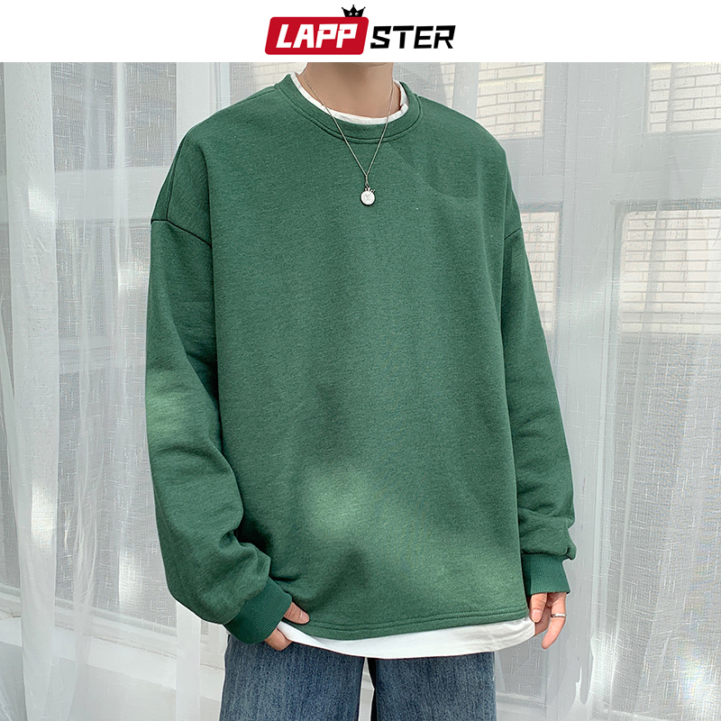 LAPPSTER Men Oversized Harajuku Solid Graphic Hoodies Pullover Men Harajuku Sweatshirts Kpop Fashions Casual Clothes 5XL 201104