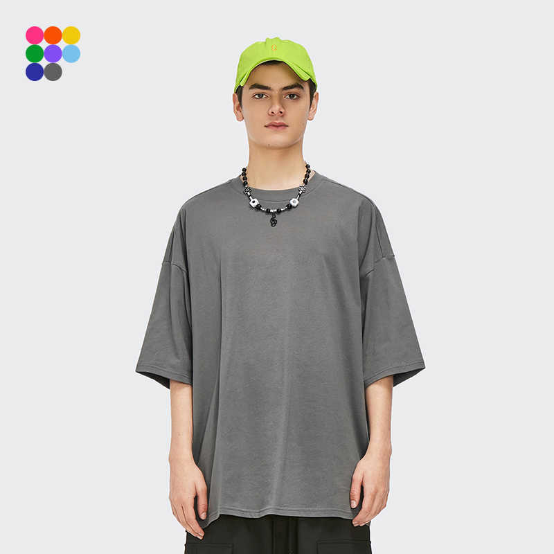 INFLATION Summer Style Unisex Casual Plain T-shirts Crew Neck Cotton Oversized Tees Men Fashion Hip Hop T-Shirts 0057S21 210629